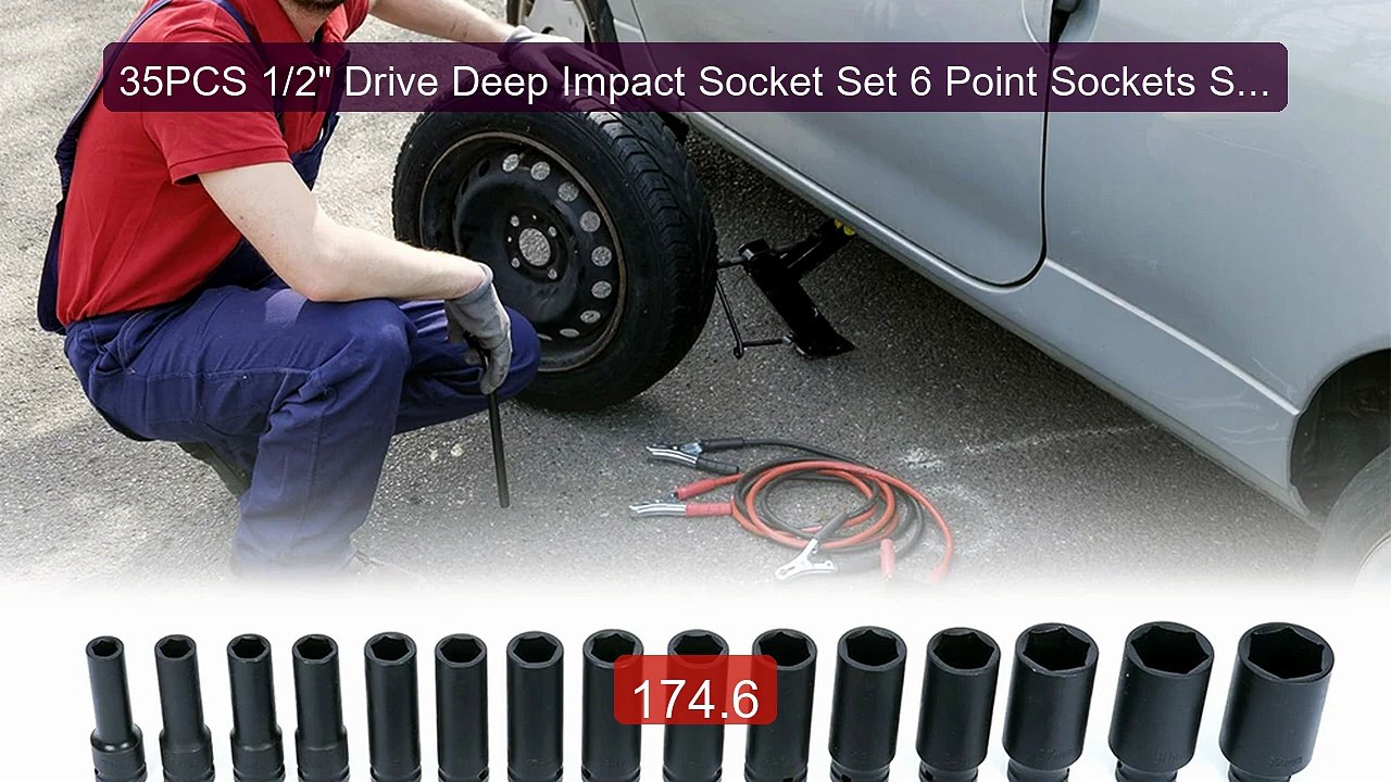 35PCS 1/2" Drive Deep Impact Socket Set 6 Point Sockets Spindle Ax... -- Best Deal 2026 | Shop Now!