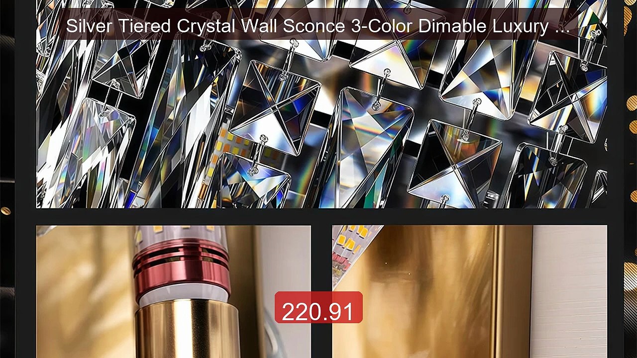 Silver Tiered Crystal Wall Sconce 3-Color Dimable Luxury K9 Cr... -- Hot Deal 2026 | Limited Offer!