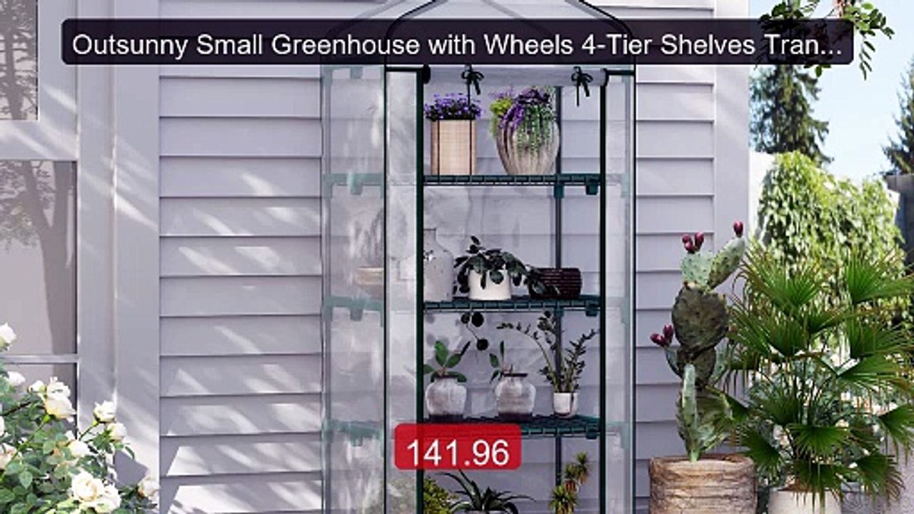 Outsunny Small Greenhouse with Wheels 4-Tier Shelves Transparent -- Amazing Value 2026 | Must Have!