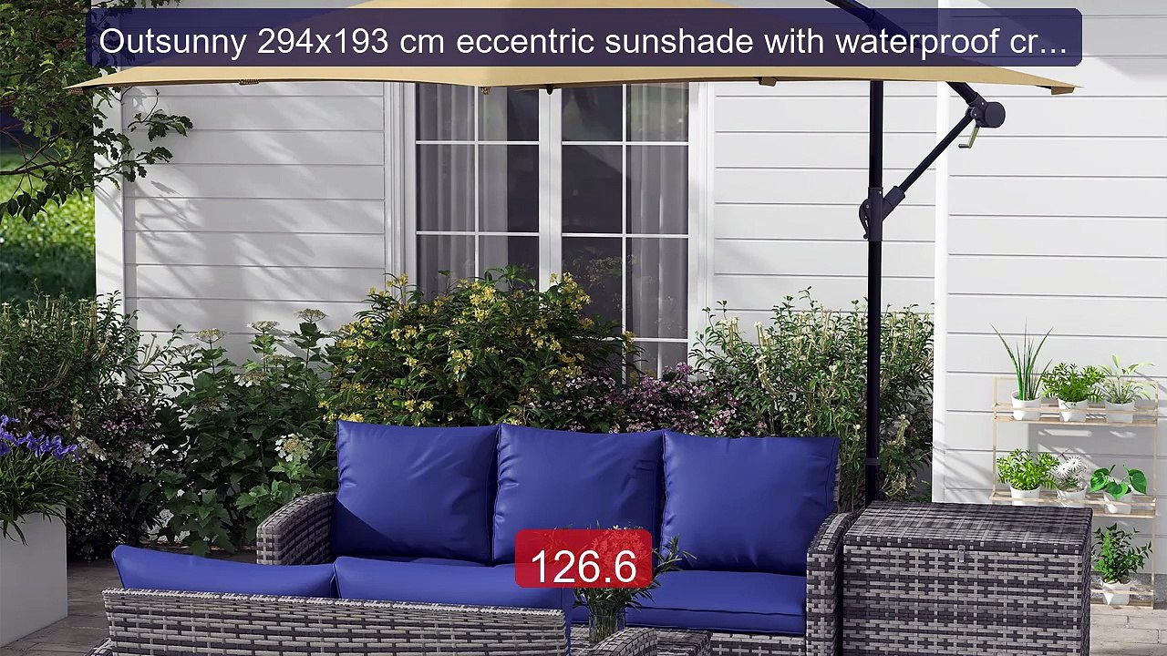 Outsunny 294x193 cm eccentric sunshade with waterproof cross Base -- Hot Deal 2026 | Limited Offer!