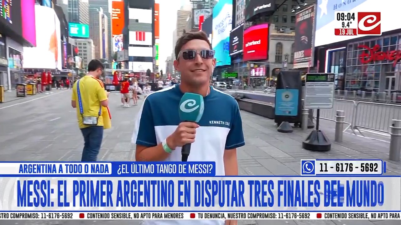 ¡La manija es total! Así se vive la previa de la final en Time Square