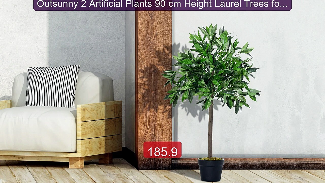 Outsunny 2 Artificial Plants 90 cm Height Laurel Trees for Ind... -- Hot Deal 2026 | Limited Offer!