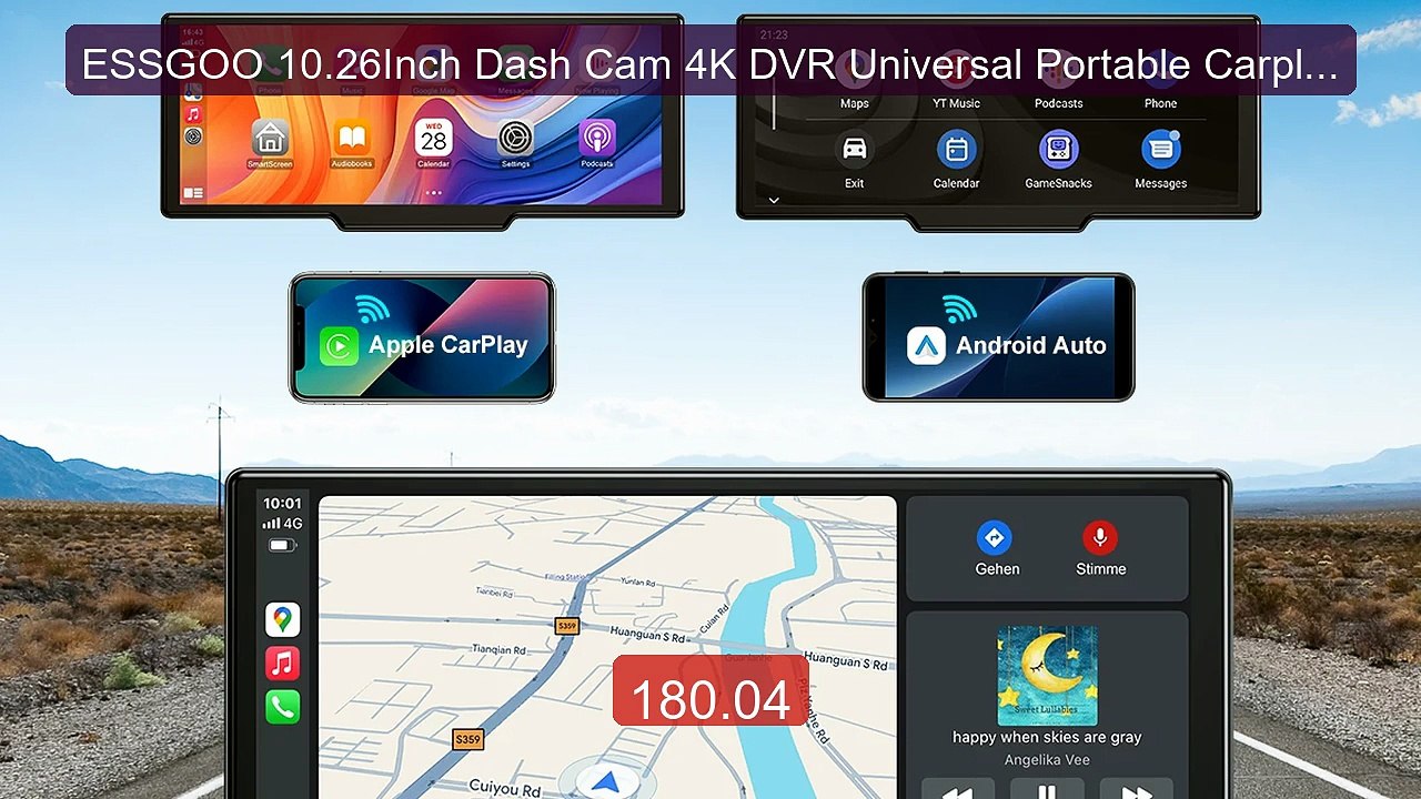 ESSGOO 10.26Inch Dash Cam 4K DVR Universal Portable Carplay USB FM... -- Best Deal 2026 | Shop Now!