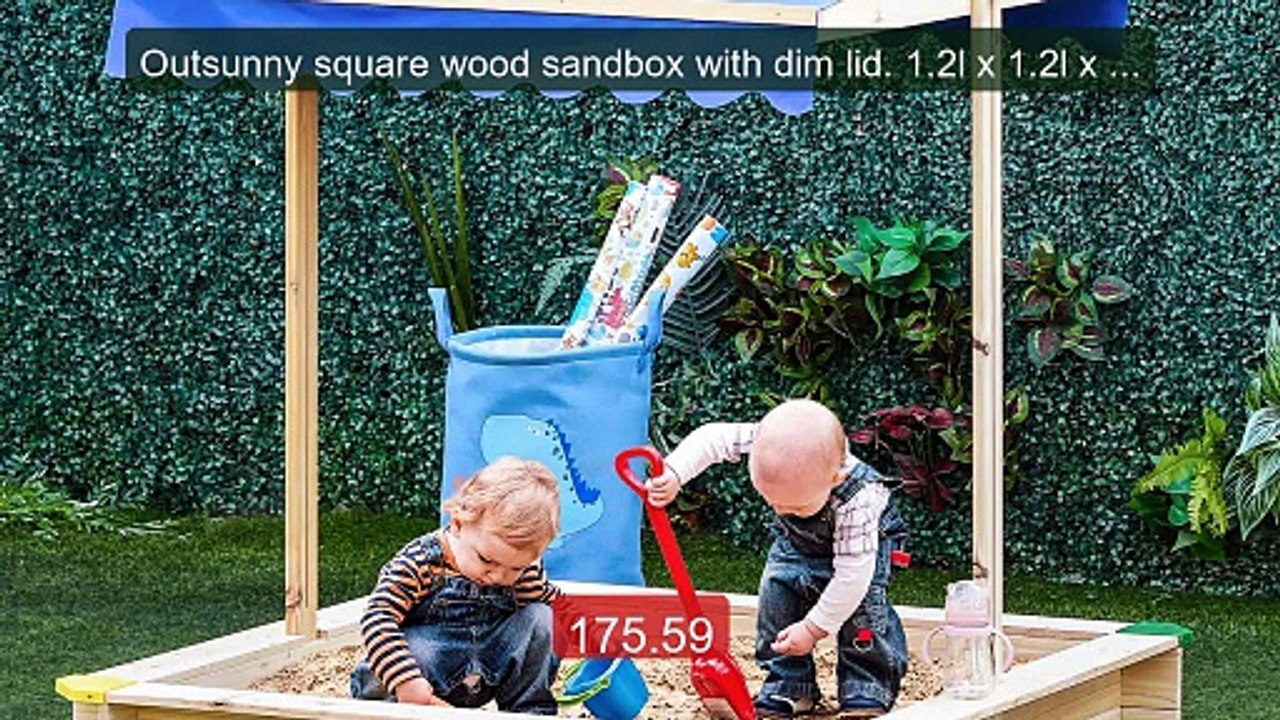 Outsunny square wood sandbox with dim lid. 1.2l x 1.2l x 1,2H... -- Amazing Value 2026 | Must Have!