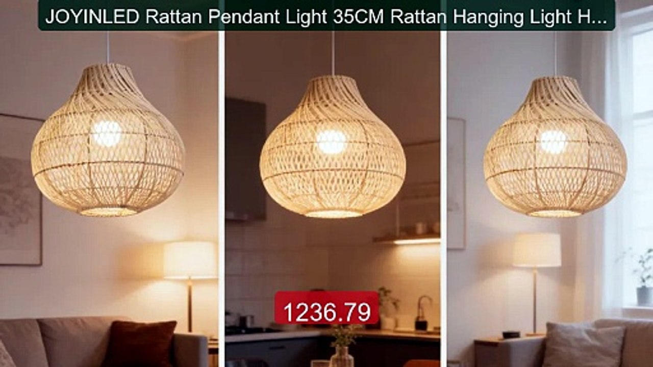 JOYINLED Rattan Pendant Light 35CM Rattan Hanging Light Hand-W... -- Best Buy 2026 | Great Quality!