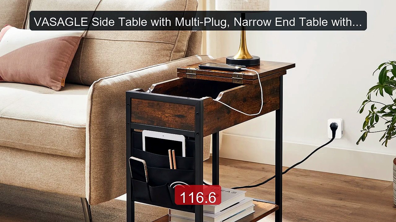 VASAGLE Side Table with Multi-Plug, Narrow End Table with U... -- Top Pick 2026 | Unbeatable Price!