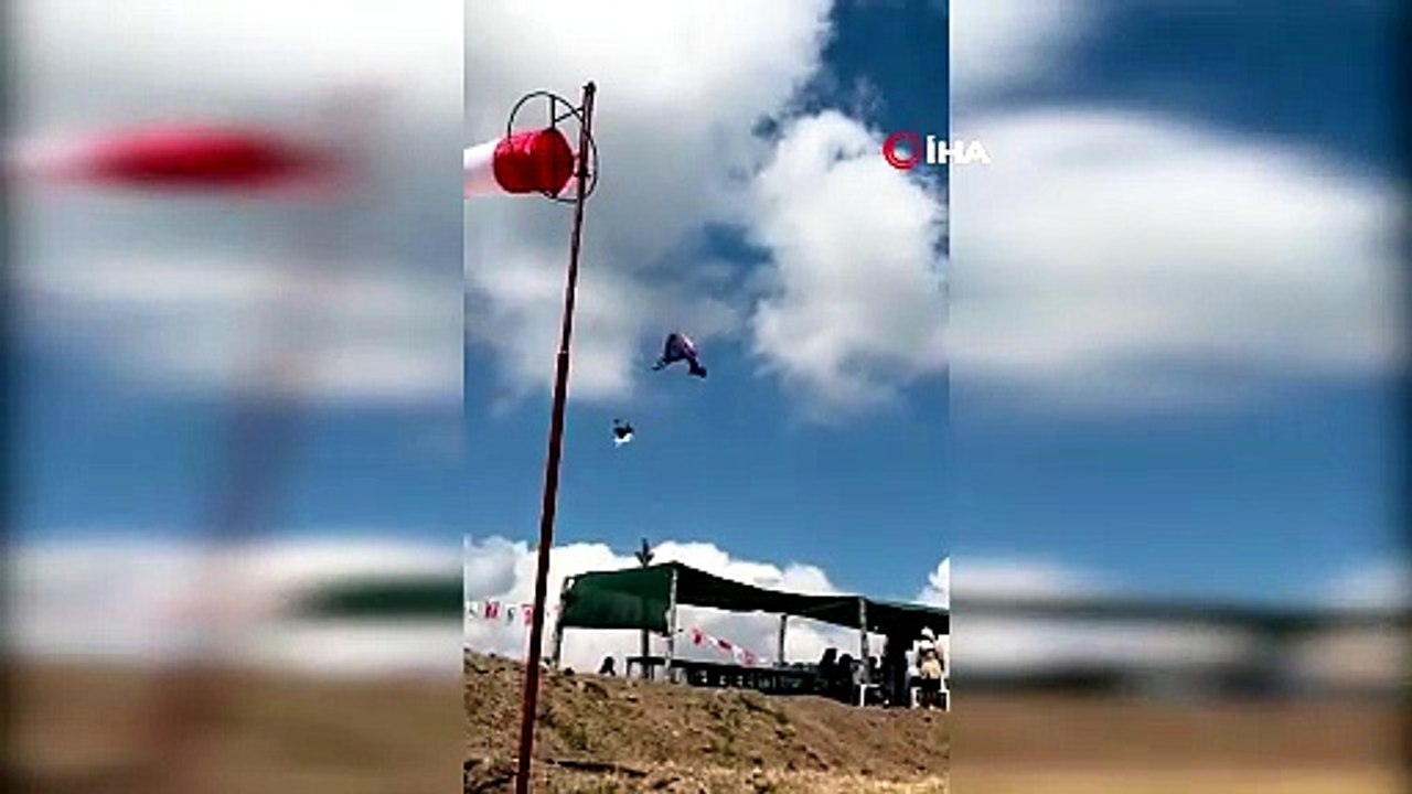 Çorum’da hayatını kaybeden yamaç paraşütü pilotunun düşme anı kamerada