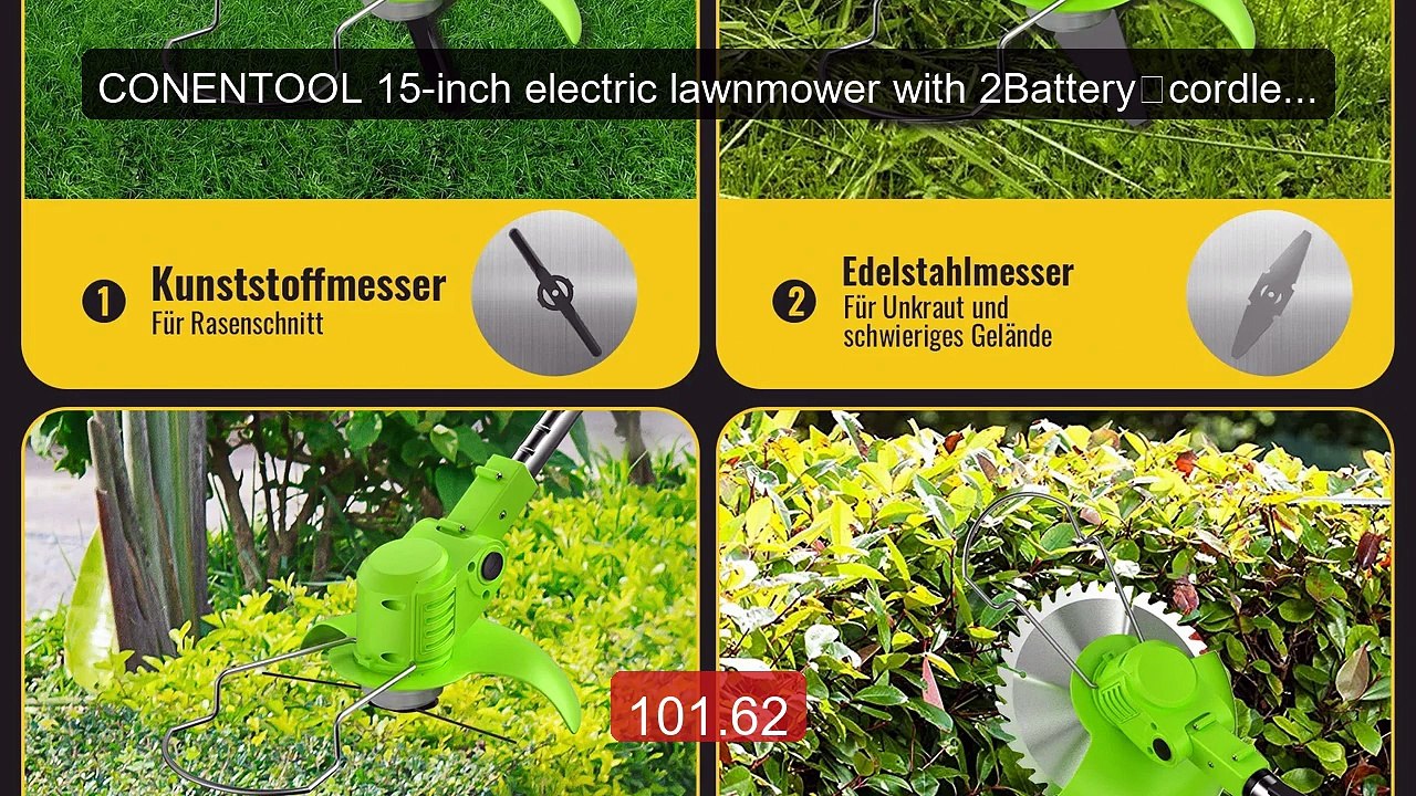 CONENTOOL 15-inch electric lawnmower with 2Battery，cordless grass ... -- Best Deal 2026 | Shop Now!