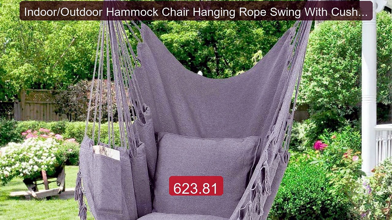 Indoor/Outdoor Hammock Chair Hanging Rope Swing With Cushions ... -- Best Buy 2026 | Great Quality!
