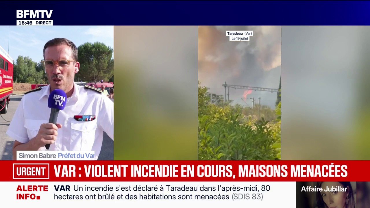 Incendie dans le Var: à cause d'un Mistral important, le feu a "parcouru 120 hectares" du côté des Arcs après avoir brûlé une soixantaine d'hectaires à Taradeau, explique le préfet du Var