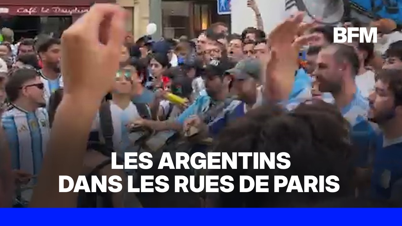 Les supporters argentins mettent l'ambiance dans les rues de Paris avant le début de la finale
