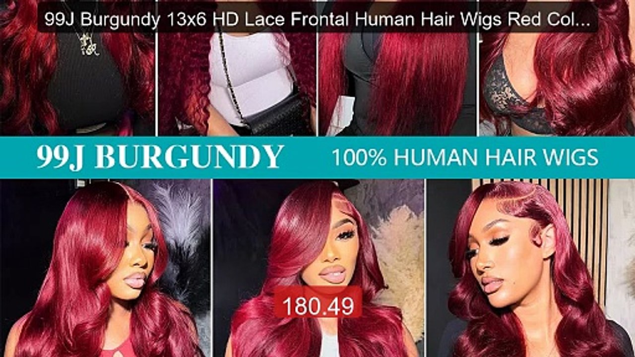 99J Burgundy 13x6 HD Lace Frontal Human Hair Wigs Red Colored... -- Amazing Value 2026 | Must Have!