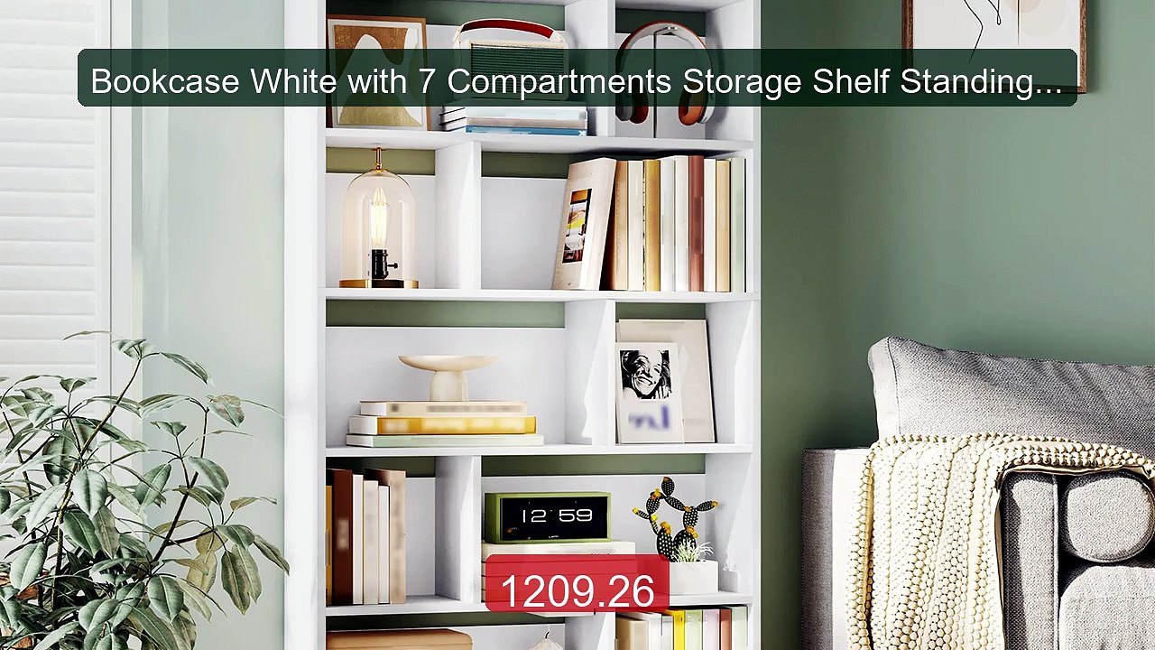 Bookcase White with 7 Compartments Storage Shelf Standing Shelf fo... -- Best Deal 2026 | Shop Now!