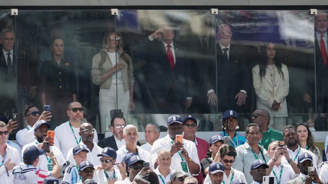 TRUMP salutes during NATIONAL ANTHEM at WORLD CUP FINAL as MELANIA steals the spotlight