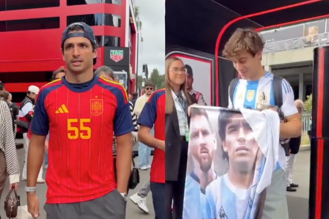 La fiebre del Mundial invade el paddock de la F1 con Colapinto y Sainz apoyando a sus selecciones