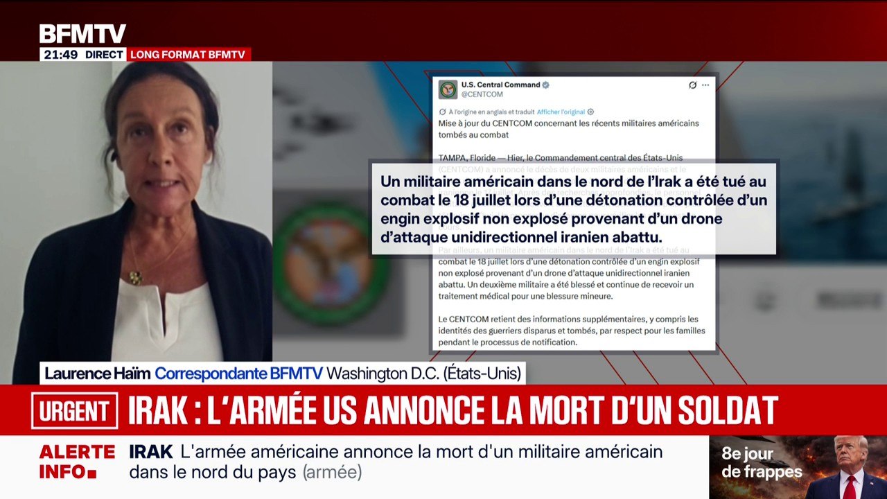 L'armée américaine annonce la mort d'un soldat dans le nord de l'Irak après une attaque iranienne