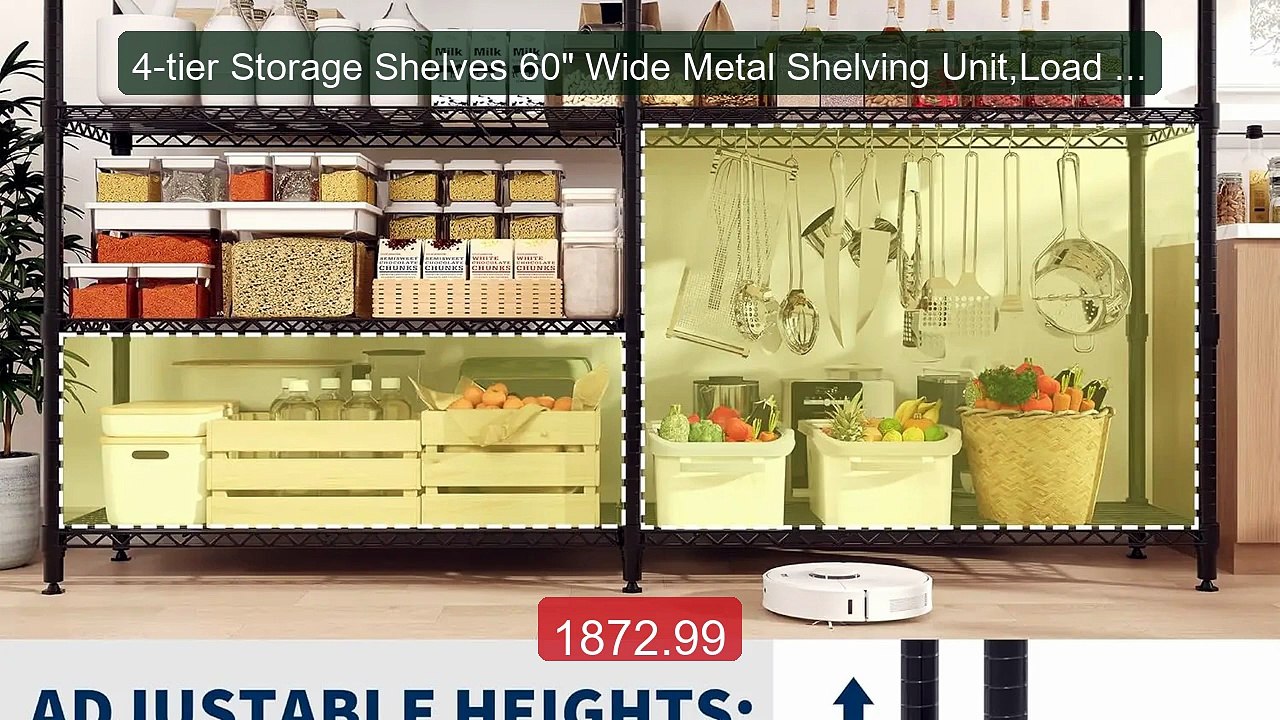 4-tier Storage Shelves 60" Wide Metal Shelving Unit,Load 1060LBS, ... -- Best Deal 2026 | Shop Now!