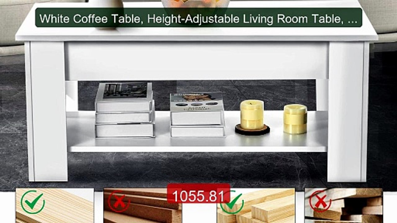 White Coffee Table, Height-Adjustable Living Room Table,  E... -- Top Pick 2026 | Unbeatable Price!