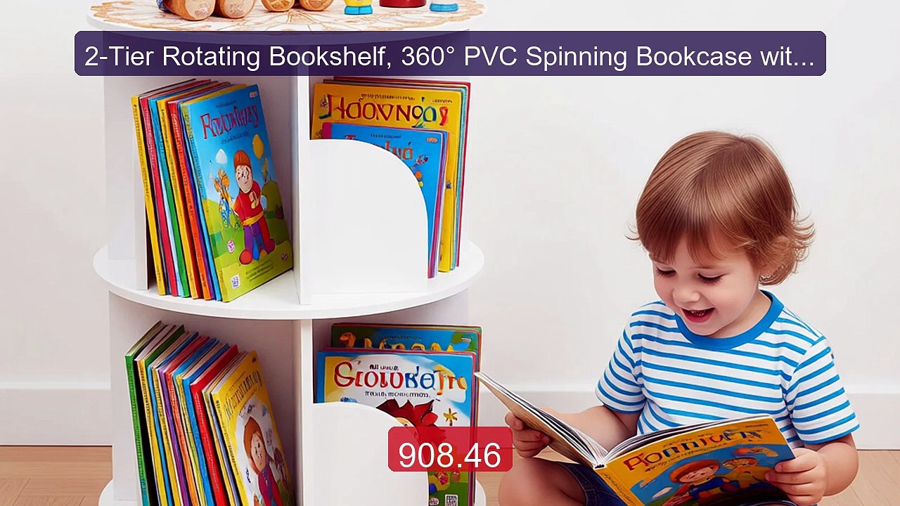 2-Tier Rotating Bookshelf, 360° PVC Spinning Bookcase with 8 C... -- Best Buy 2026 | Great Quality!