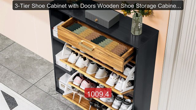 3-Tier Shoe Cabinet with Doors Wooden Shoe Storage Cabinet with Adj... Top Rated 2026 | Buy Now!