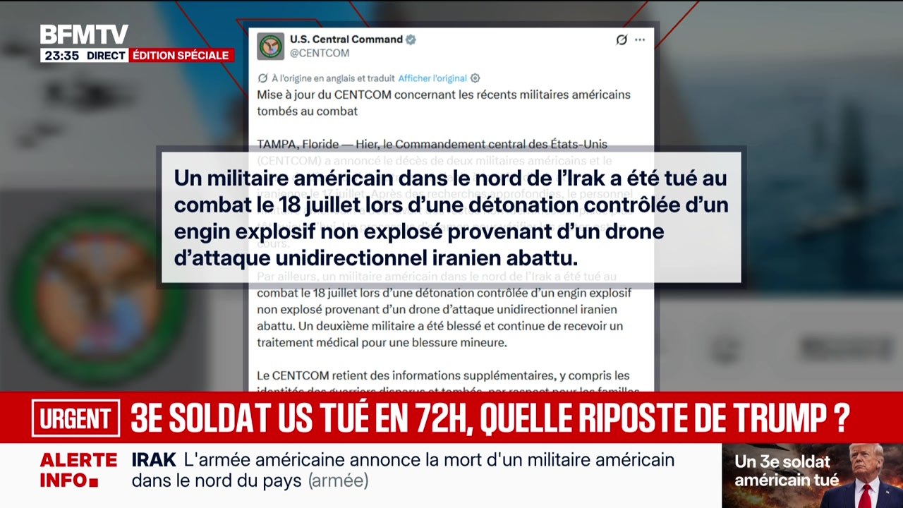 Un troisième soldat US tué en 72 heures, quelle riposte de Trump ? - 19/07