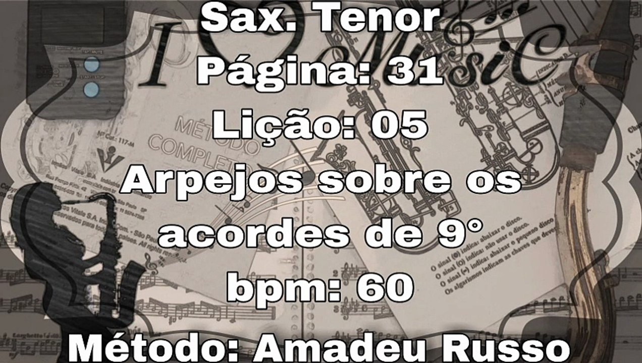 Página: 31 Lição: 05 Arpejos sobre os acordes de 9° - Sax. Tenor [60 bpm]