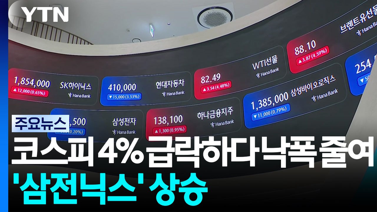 코스피 4% 급락하다 낙폭 줄여...'삼전닉스' 상승 / YTN