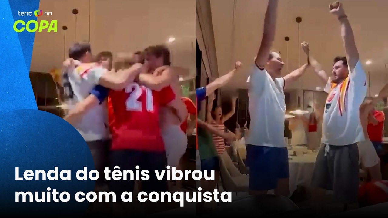 Rafael Nadal faz festa, pula e grita com título da Espanha na Copa do Mundo