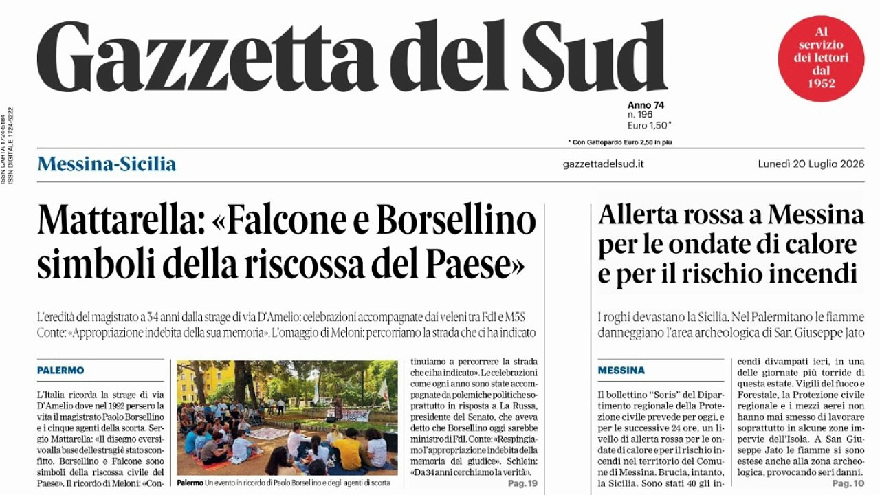 Rassegna stampa 20-07-2026 edizione Messina