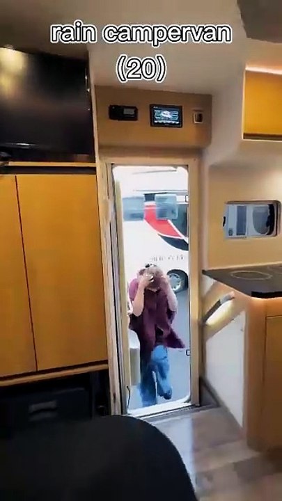 caravan bed on a relaxing cozy winter rain