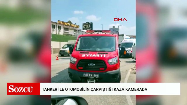 Tanker ile otomobilin çarpıştığı kaza kamerada