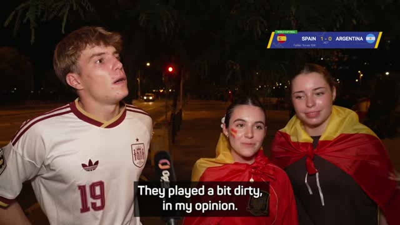 Spanish fans in Barcelona celebrate beating 'dirty' Argentina in World Cup final