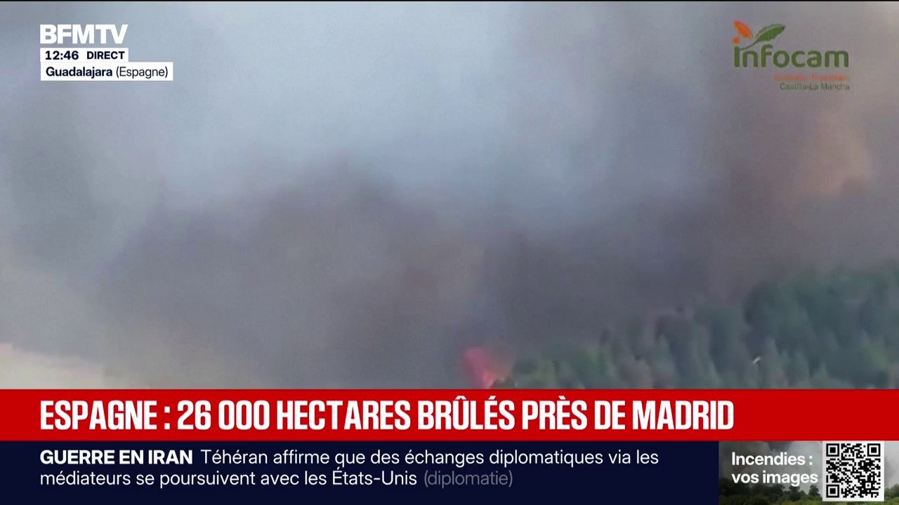 Espagne: plus de 26.000 hectares ravagés par l'incendie en cours au nord de Madrid