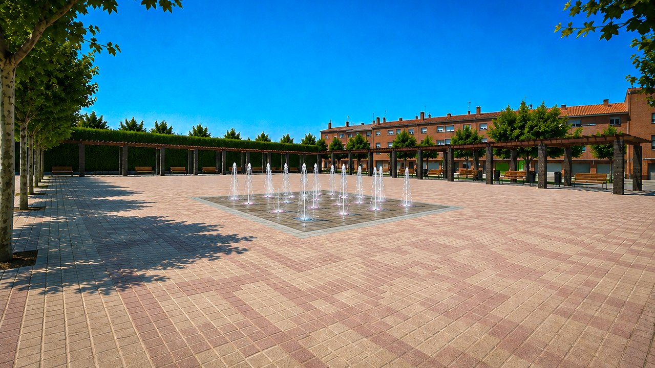La Plaza de Castilla y León estrenará la primera fuente transitable de Carbajosa: así será su gran transformación