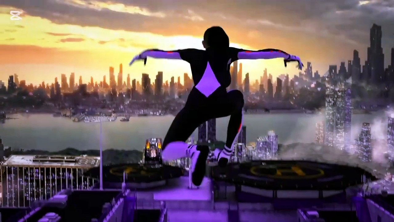 Parkour Running And Jump With the sky electric