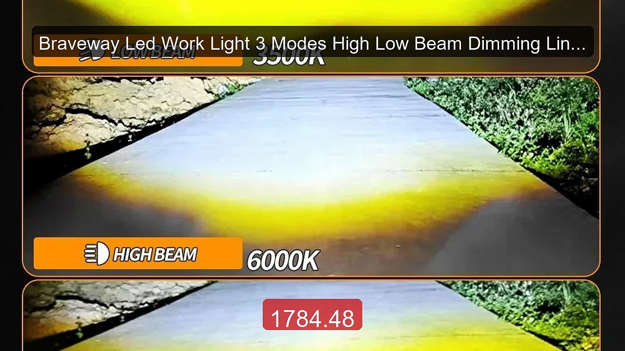 Braveway Led Work Light 3 Modes High Low Beam D...