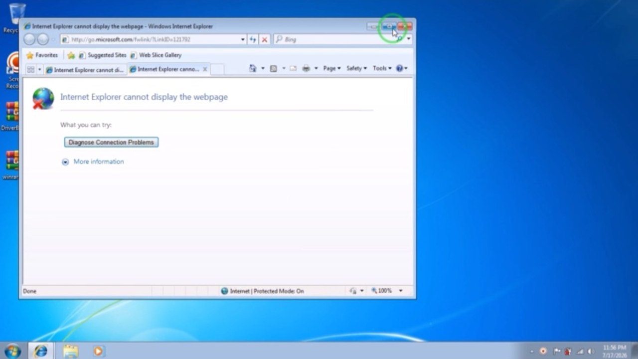 حل مشكلة Internet Explorer cannot display the page (لا يمكن لإنترنت إكسبلورر عرض الصفحة)