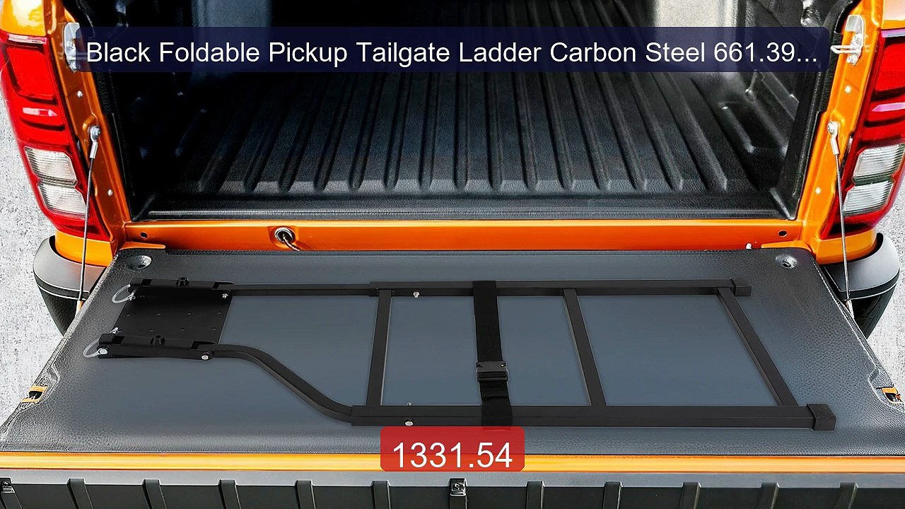 Black Foldable Pickup Tailgate Ladder Carbon Steel 661.39Lbs Load ... -- Best Deal 2026 | Shop Now!