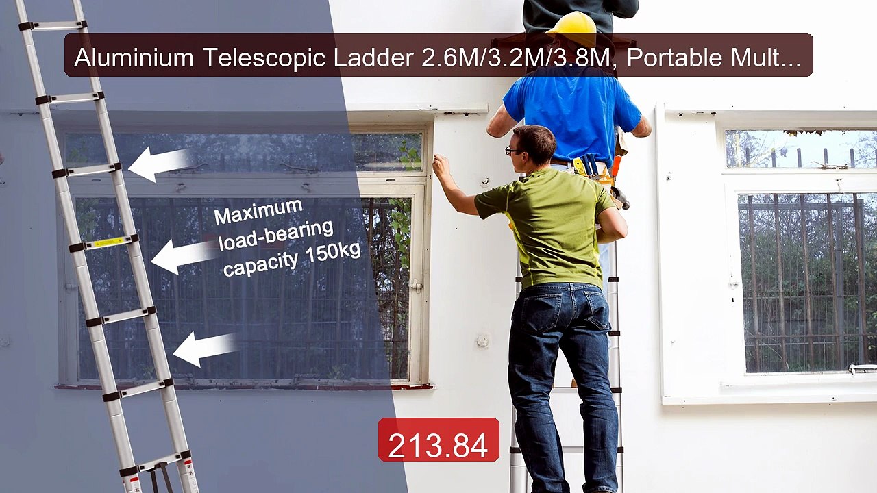 Aluminium Telescopic Ladder 2.6M/3.2M/3.8M, Portable Multi-... -- Top Pick 2026 | Unbeatable Price!