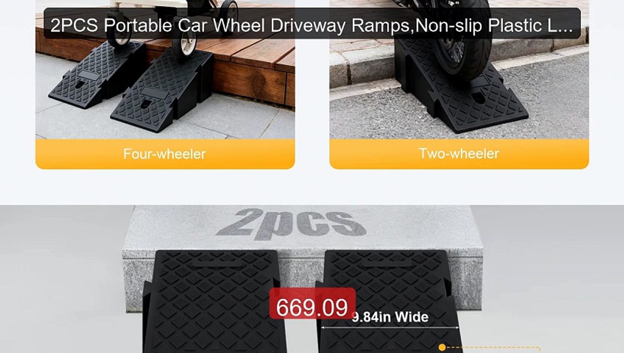 2PCS Portable Car Wheel Driveway Ramps,Non-slip Plastic Load R... -- Hot Deal 2026 | Limited Offer!