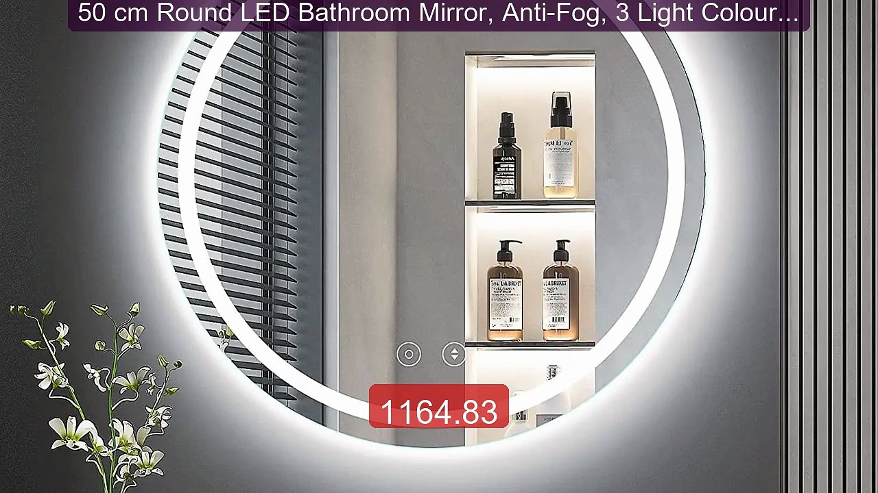 50 cm Round LED Bathroom Mirror, Anti-Fog, 3 Light Colours, D... -- Amazing Value 2026 | Must Have!