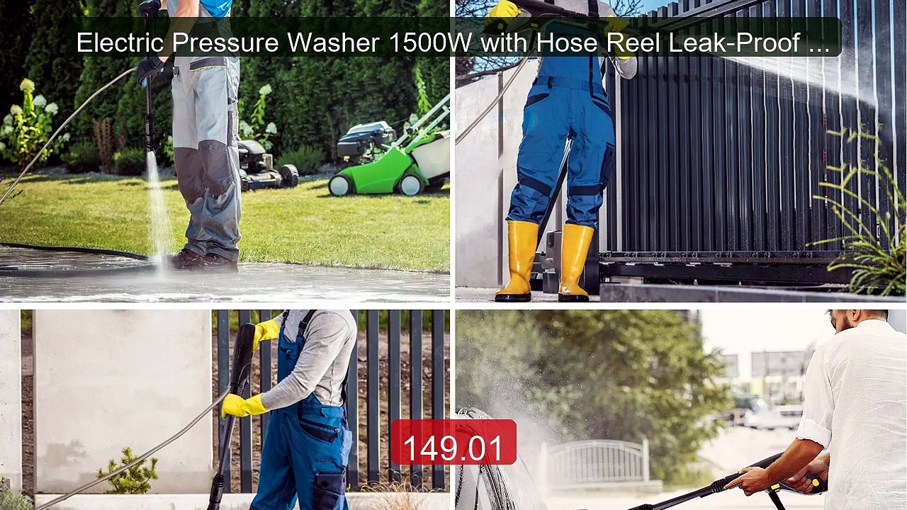 Electric Pressure Washer 1500W with Hose Reel Leak-Proof Plug Mult... -- Best Deal 2026 | Shop Now!