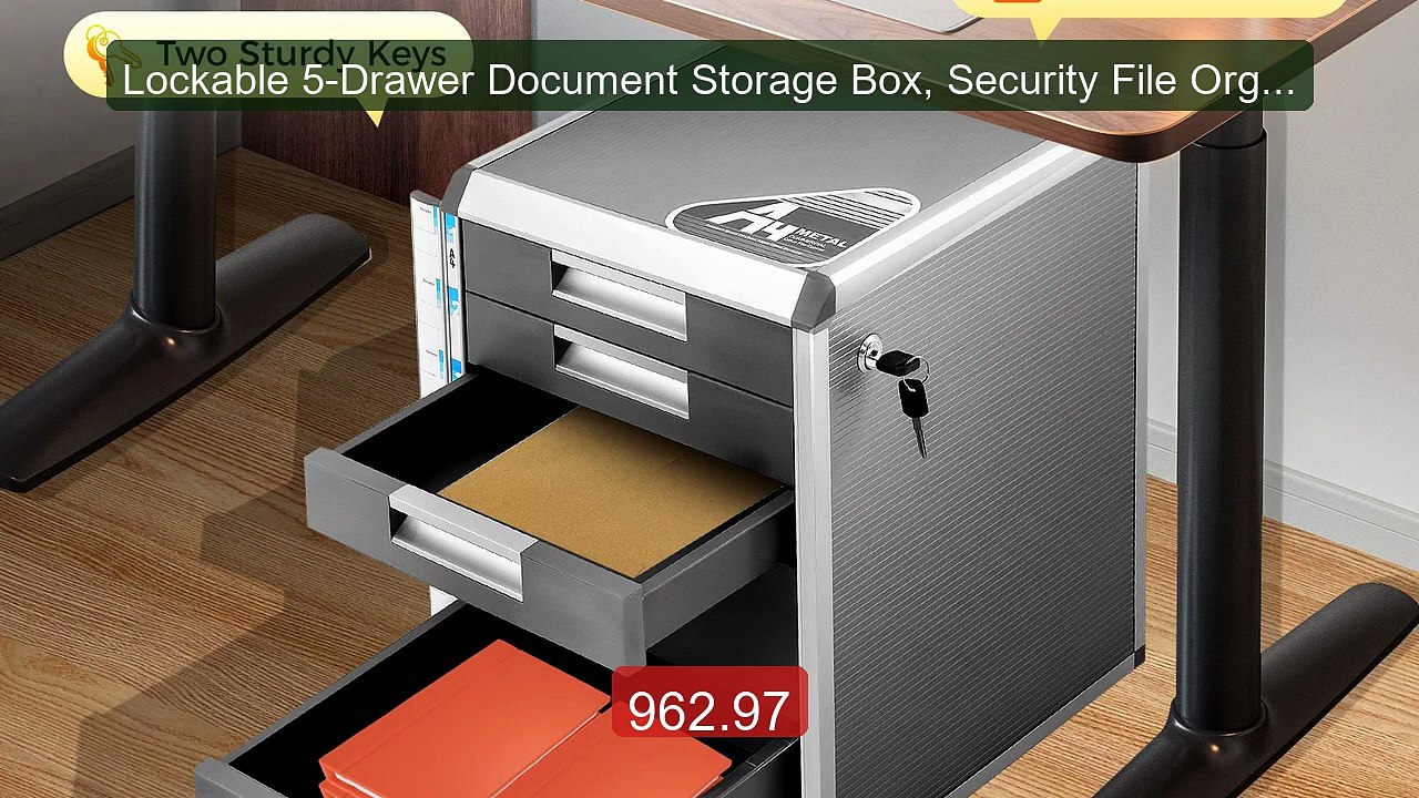 Lockable 5-Drawer Document Storage Box, Security File Organizer wi... -- Best Deal 2026 | Shop Now!