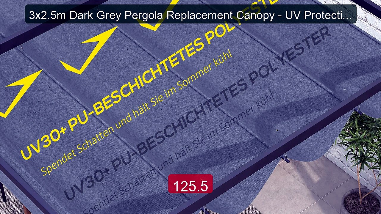 3x2.5m Dark Grey Pergola Replacement Canopy - UV Protection Shade C... -- Top Rated 2026 | Buy Now!