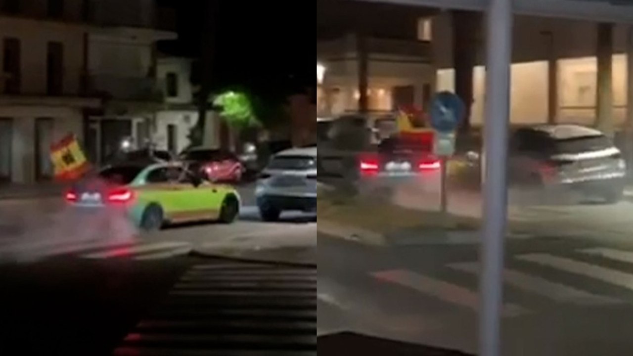 La celebración más temeraria del Mundial en Mallorca: sin carné, haciendo trompos y acabando contra coches aparcados