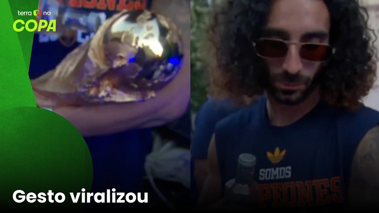 Cucurella ‘perde a linha’ e ‘hidrata’ taça da Copa do Mundo durante megafesta na Espanha