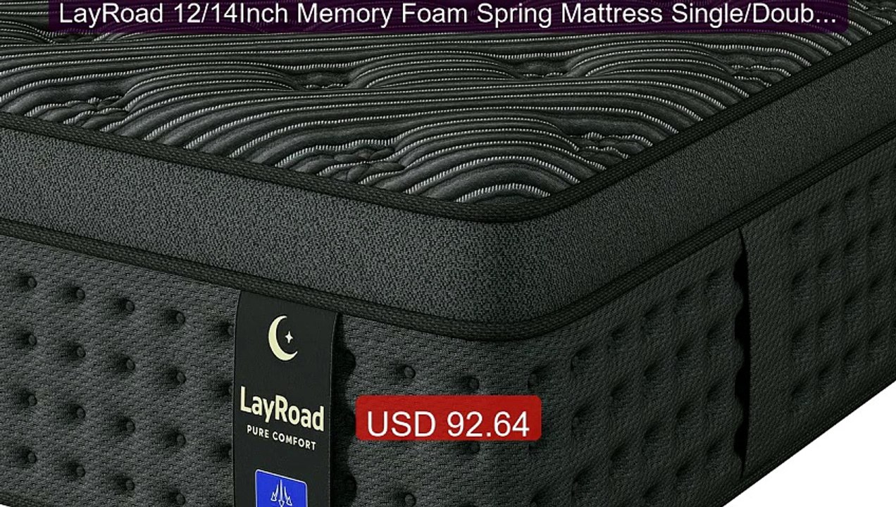 LayRoad 12/14Inch Memory Foam Spring Mattress Single/Double/Q... -- Amazing Value 2026 | Must Have!