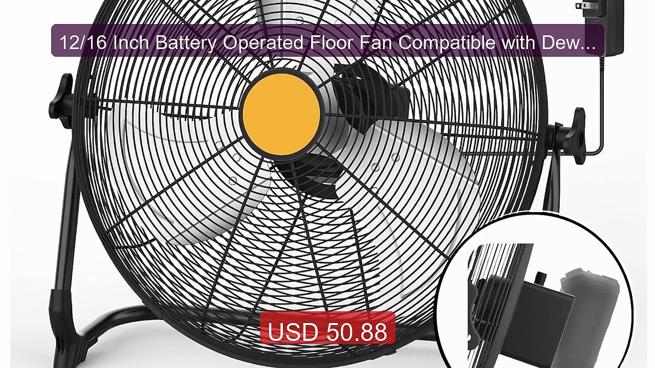 12/16 Inch Battery Operated Floor Fan Compatible with Dewalt 2... -- Hot Deal 2026 | Limited Offer!