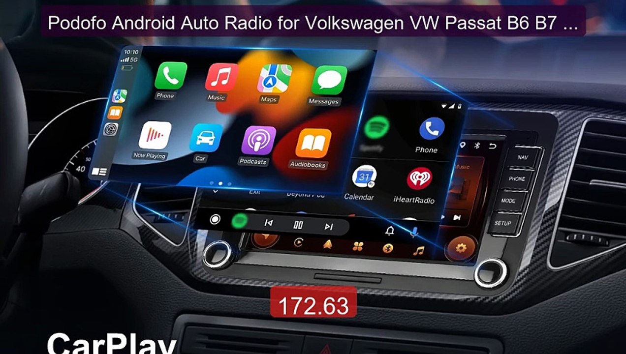 Podofo Android Auto Radio for Volkswagen VW Pas...