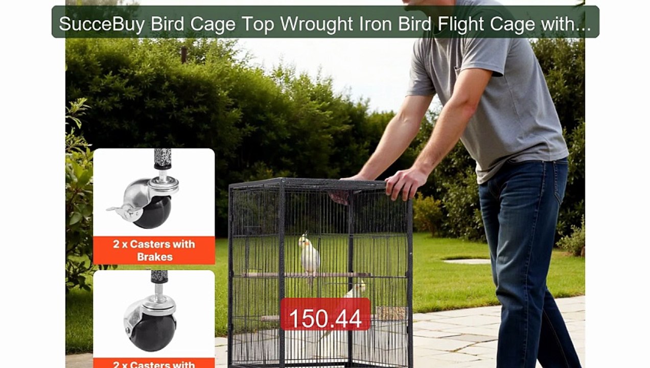 SucceBuy Bird Cage Top Wrought Iron Bird Flight...